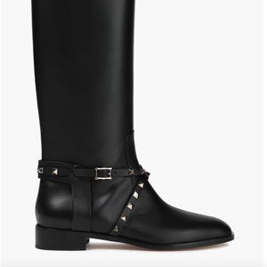 Valentino Rockstud Leather Knee Boot